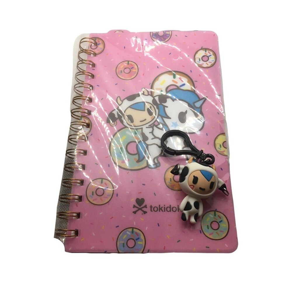 Tokidoki Ruled Notebook & Comicon Keychain Cow Unicorn Blue NEW